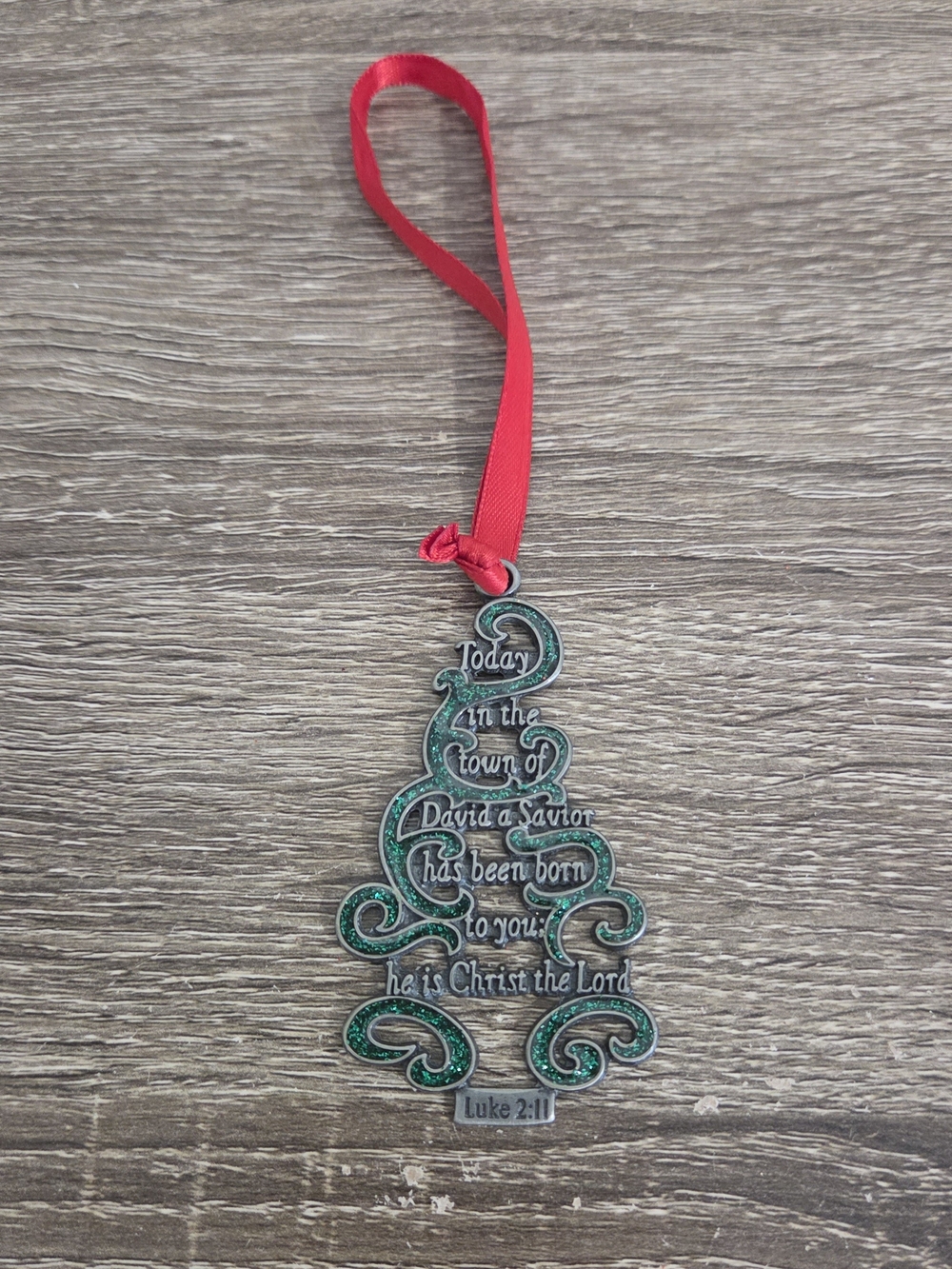 CTA Luke 2:11 Christmas Tree Ornament Green & Red